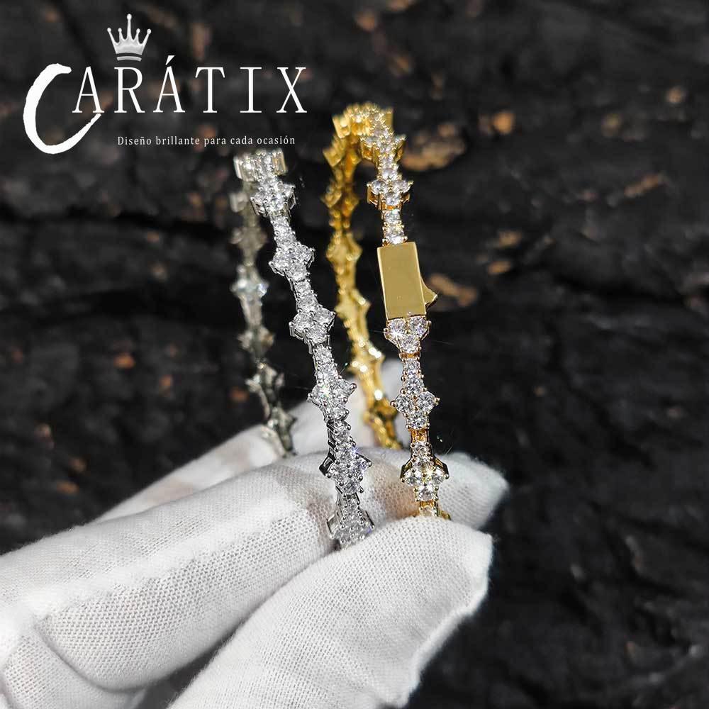 CARÁTIX Hip Hop 6.5MM Spring Buckle Plane Tennis Chain Zircon Necklace & Bracelet | Cross-Border Couple Jewelry for Men & Women | Perfect Valentine's Day & Mother's Day Gift - CaratixJewelry